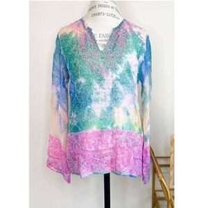 BARAMI Sheer Multi-Color Beaded Beach Cover Up